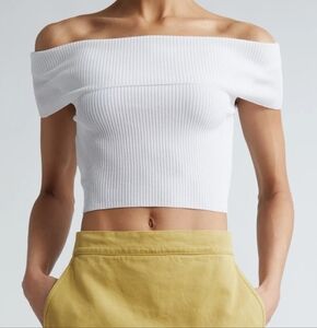 MaxMara White Ribbed Crop Top